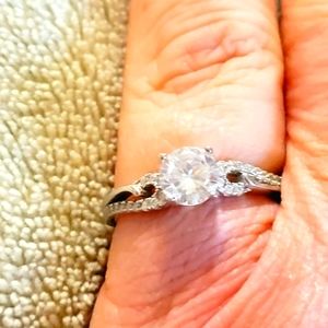 S SIGNED STERLING SILVER SOLITAIRE RING SZ 6.00 WHITE STONE 2.0 G VTG